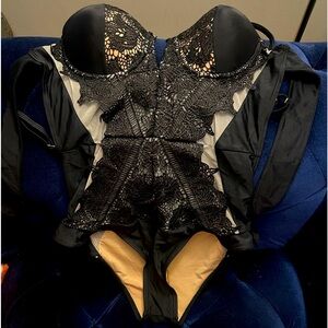 Full Black Sexy One Piece Swimsuit Size XL